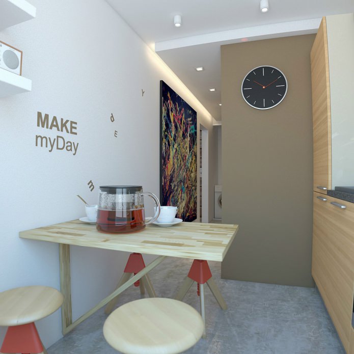 køkken i design af en studiolejlighed på 33 kvadratmeter. m.