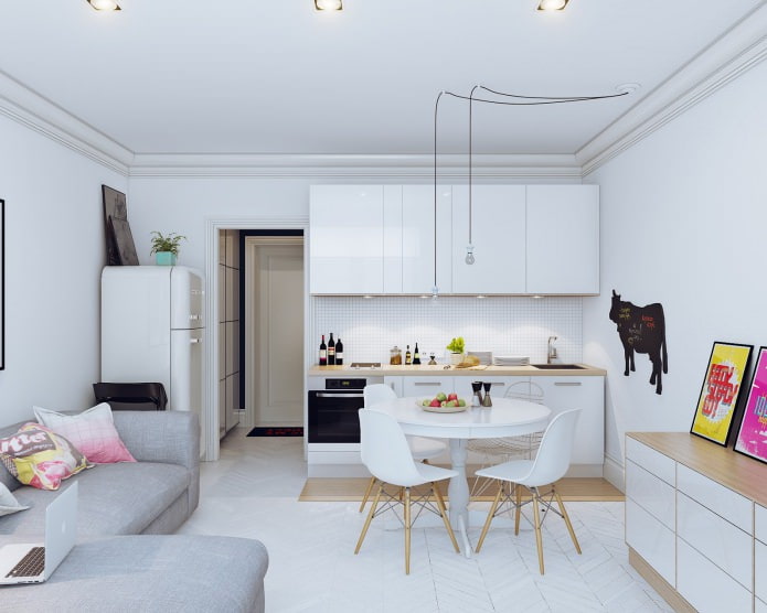 Interior design di un piccolo appartamento di 24 metri quadrati. m.