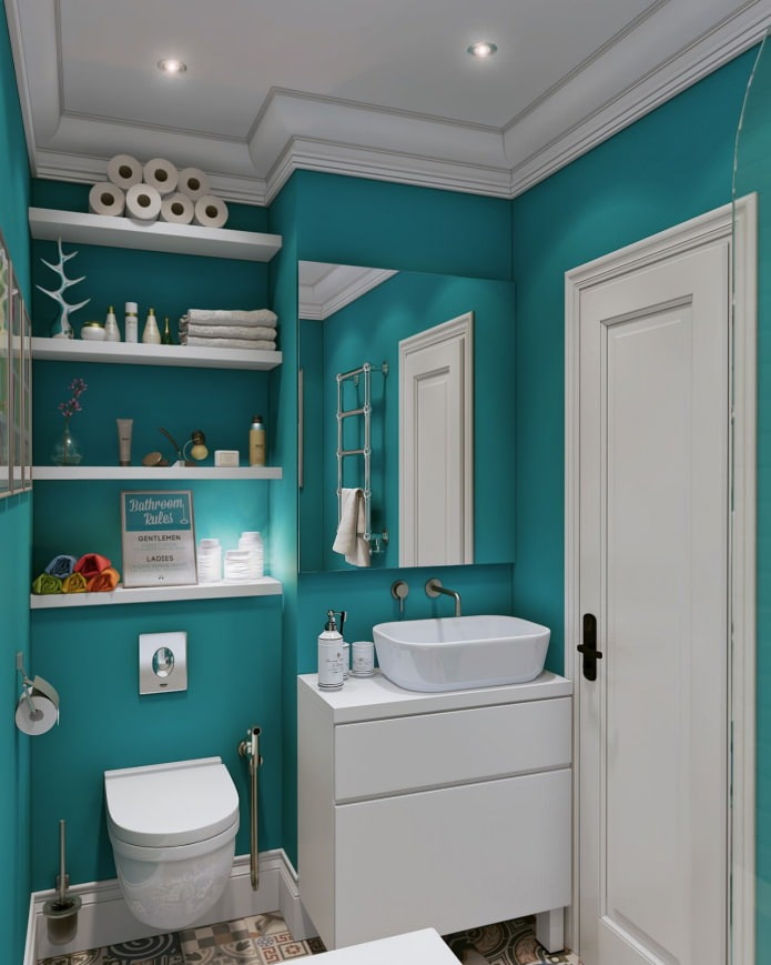 salle de bain dans la décoration intérieure d'un petit studio de 24 m². m