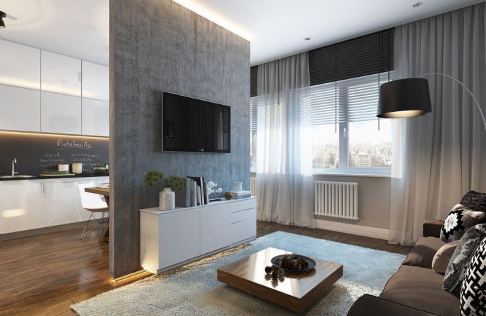 El diseño moderno de un pequeño apartamento de 30 metros cuadrados. m