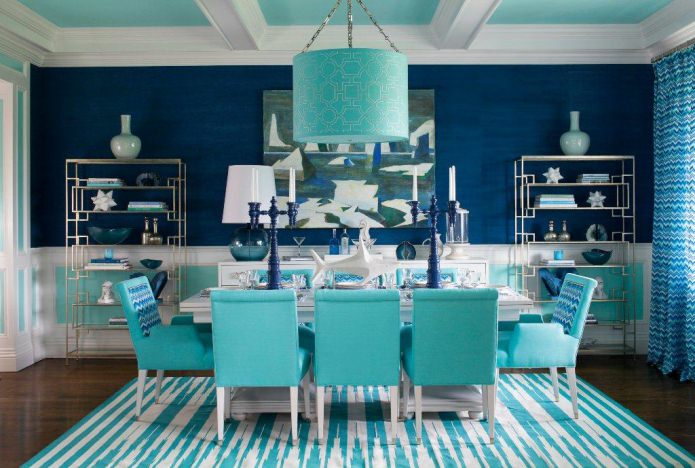 blue-turquoise dining room