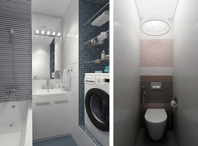bathroom in the design of a small 3-room apartment