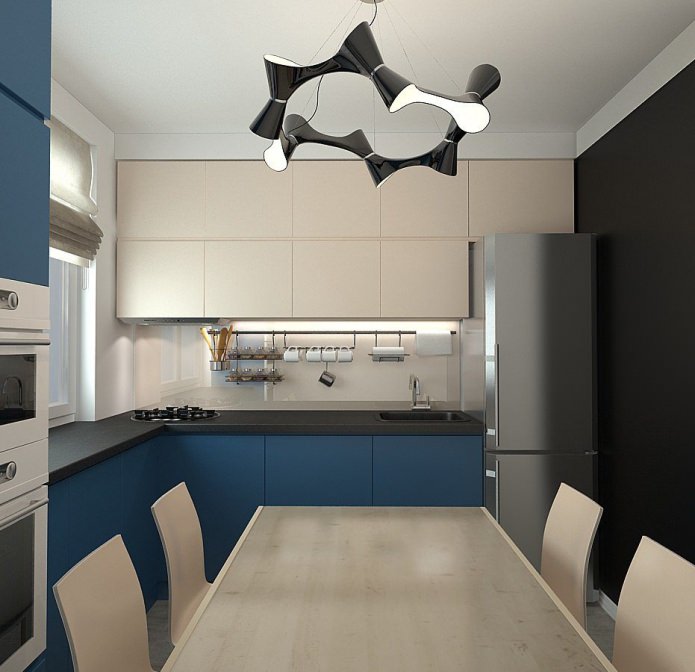 kjøkken i utformingen av en treroms leilighet i et panelhus