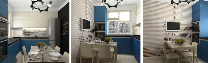kitchen in the design of a three-room apartment in a panel house