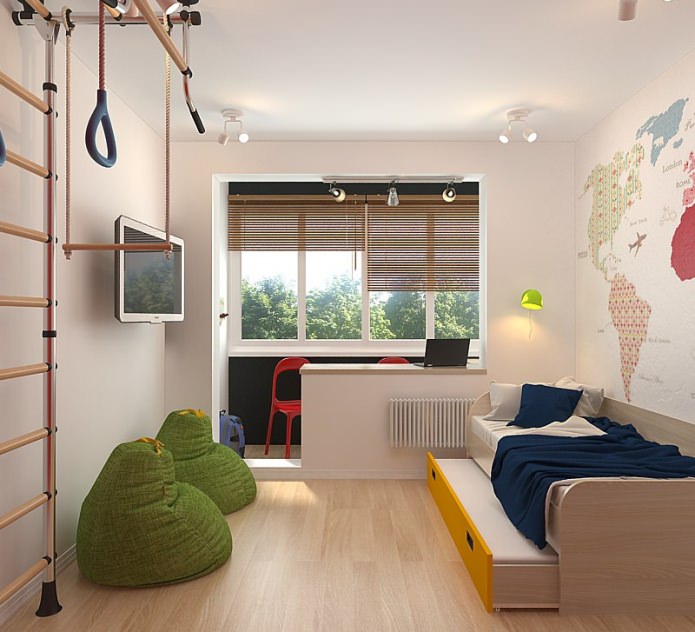 Barnkammare i designen av en liten 3-rumslägenhet