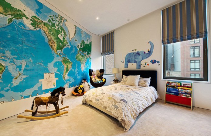 world map in the interior of the nursery