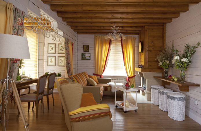 olohuone talon suunnittelussa provence-tyyliin