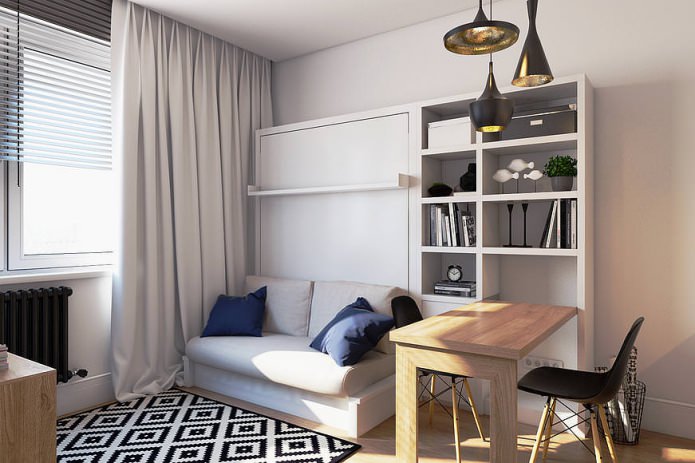 Модерният дизайн на малък апартамент от 19 квадратни метра. м.