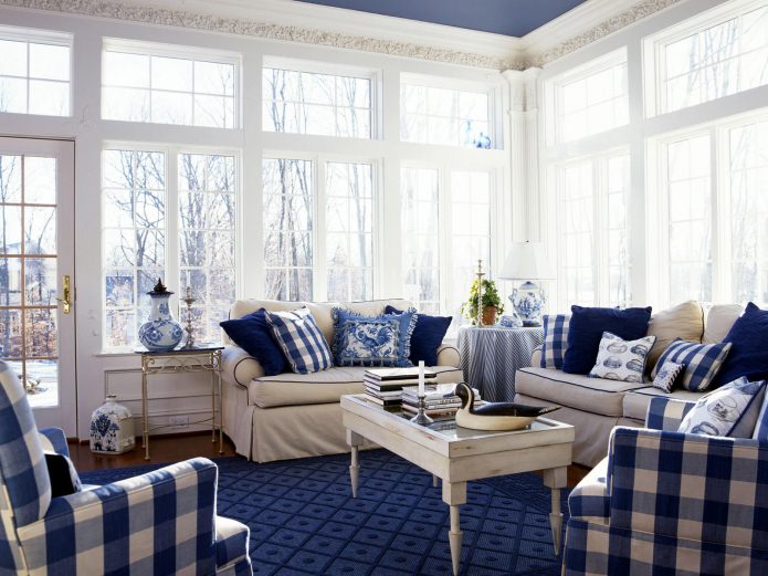 obývací pokoj v modrém