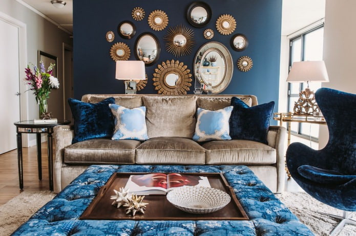 Living room in blue-brown
