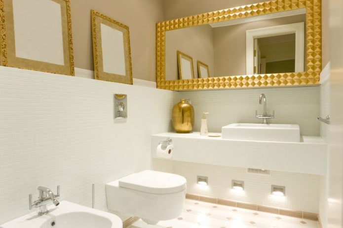 kultaiset kylpyhuone tarvikkeet