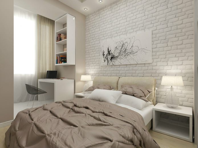 guļamistabas dizains studijas tipa dzīvoklī 45 kvadrātmetru platībā. m