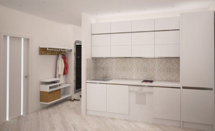 bếp trong nội thất căn hộ rộng 44 mét vuông. m
