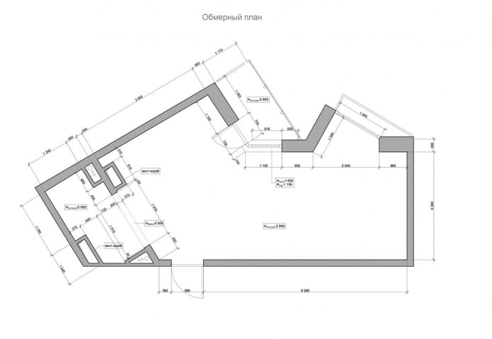 plan pomiarowy mieszkania o powierzchni 41 m2. m