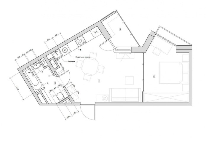 El diseño del apartamento es de 41 metros cuadrados. m