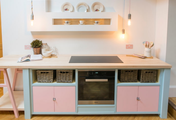 pastel renklerde mutfak tasarımı