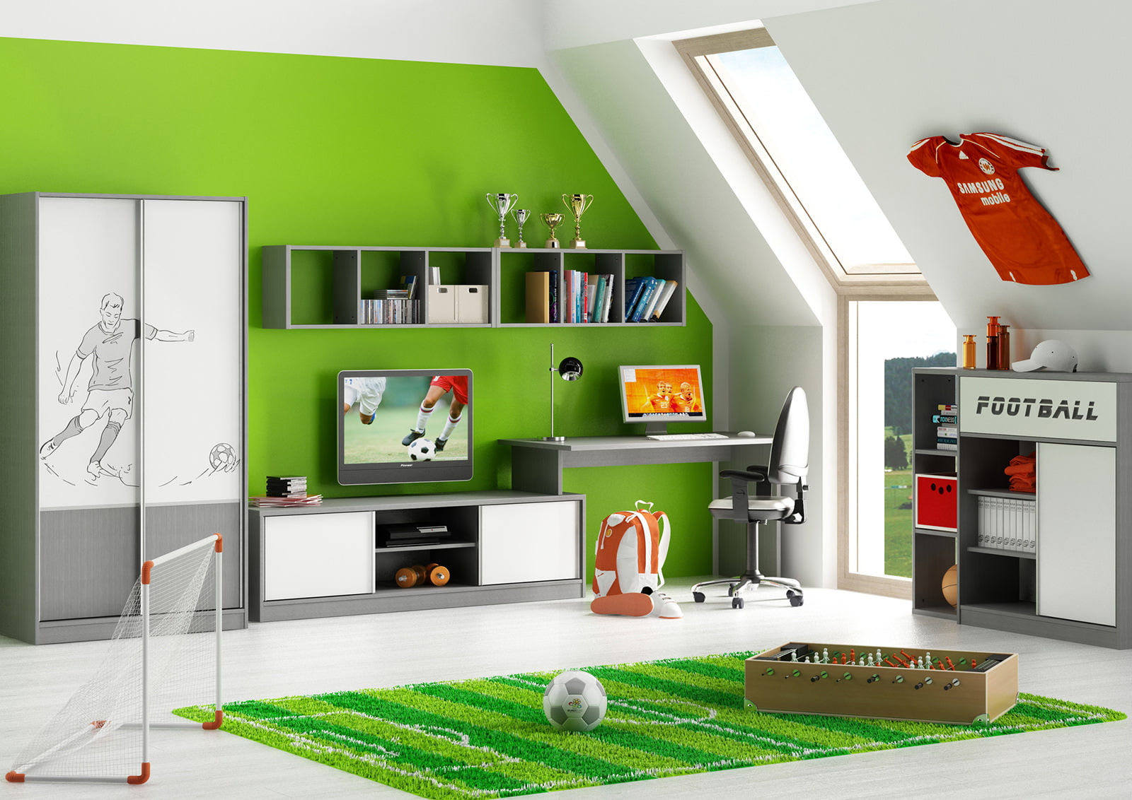Vaikų kambarys žaliai