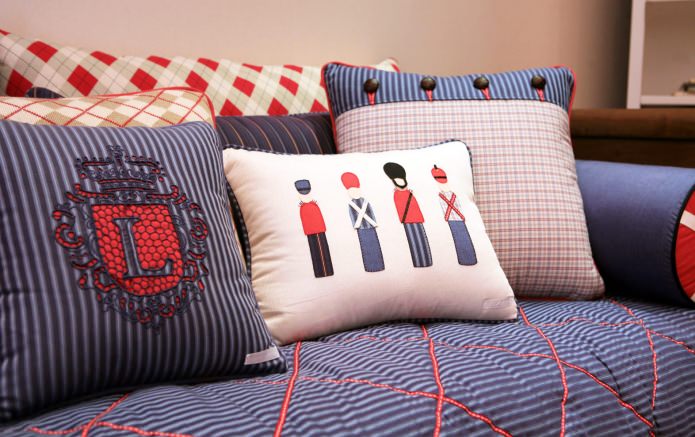 pillows in the kids room in the English style