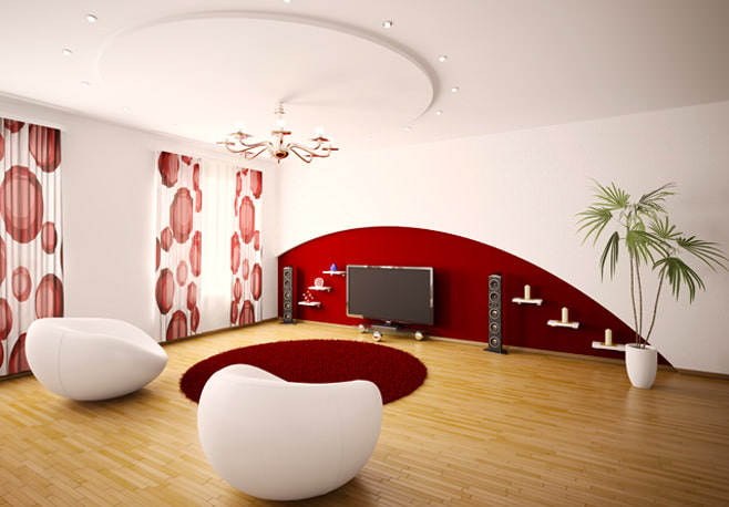 Photo of a red living room