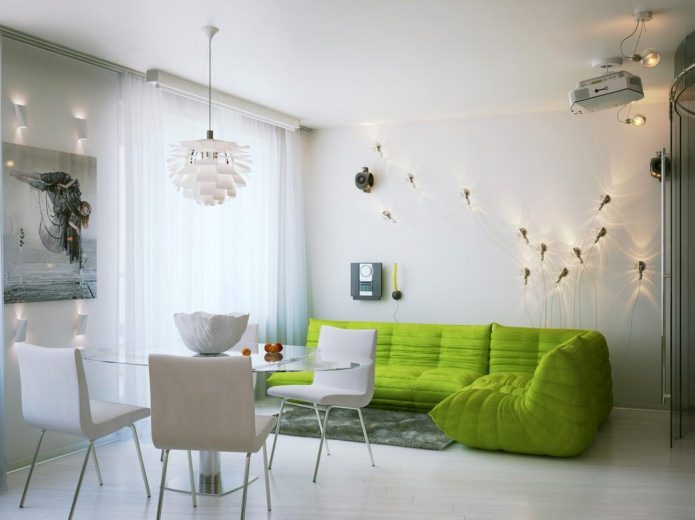 Sala de estar em cores verdes