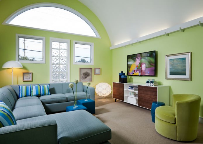 Color verd a la sala d’estar