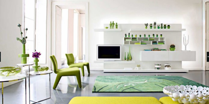 color verd a la sala d’estar
