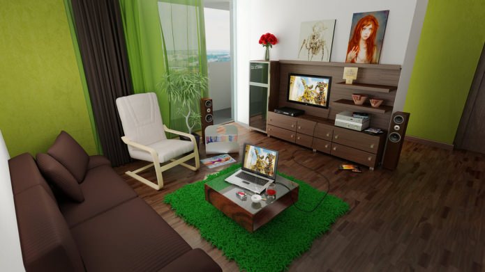 green living room interior