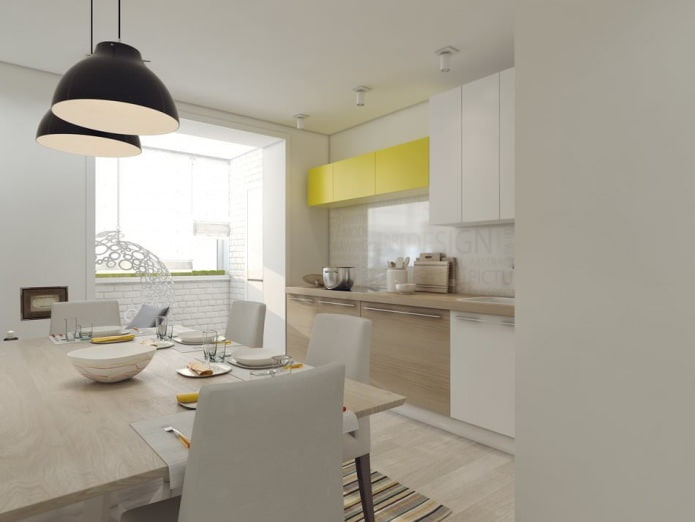 bucătărie în designul unui apartament cu 3 camere