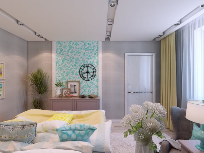 bedroom in the design of an apartment of 80 square meters. m