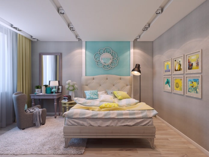 bedroom in the design of an apartment of 80 square meters. m