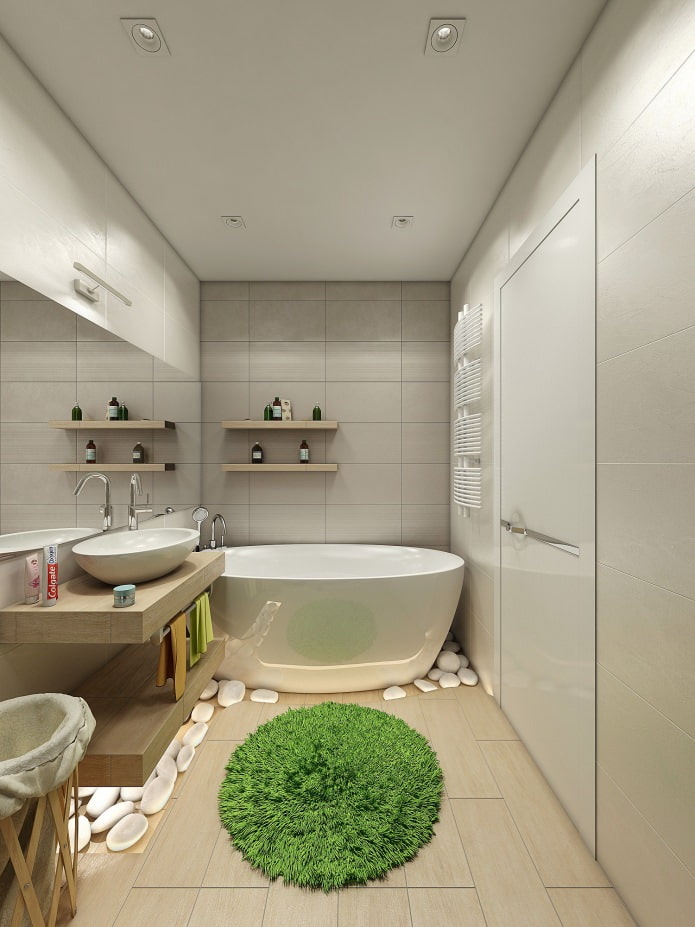 badrum i design av en lägenhet på 80 kvadratmeter. m.