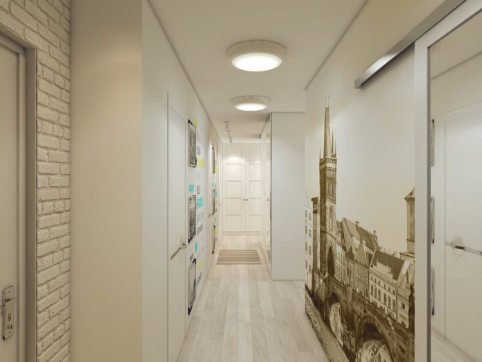 80 metrekarelik bir dairenin tasarımında koridor. m.