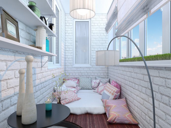 varanda no design de um apartamento de 3 quartos