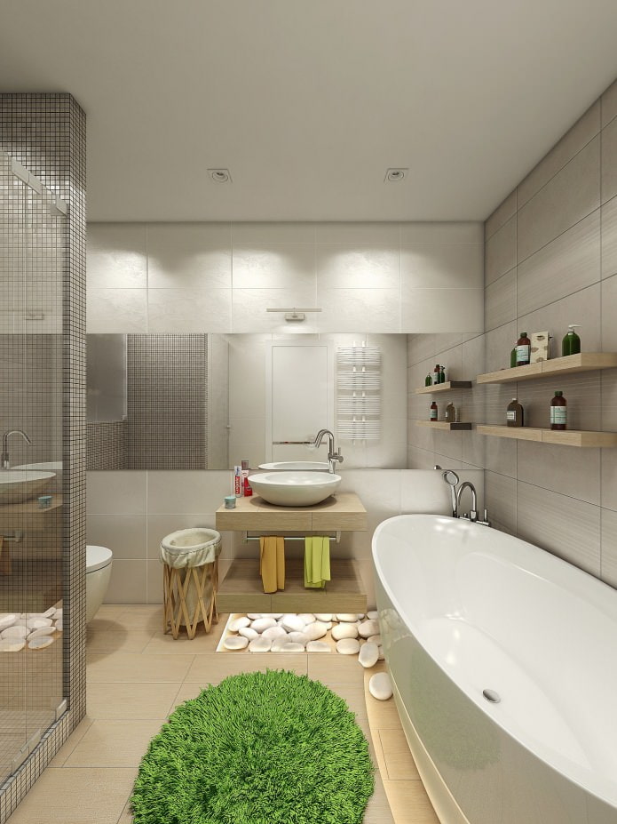 badeværelse i design af en lejlighed på 80 kvadratmeter. m.