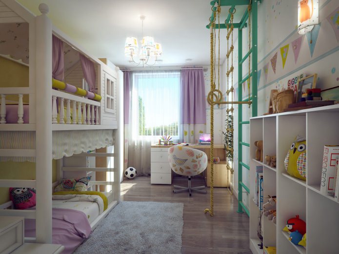 children's room in the design of an apartment of 80 square meters. m