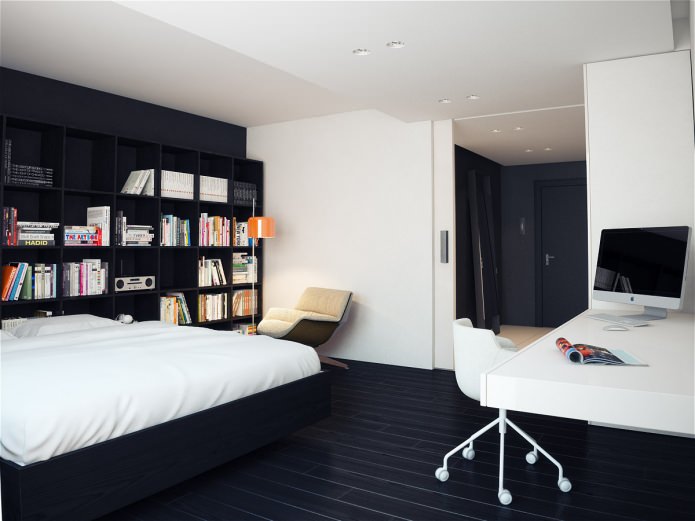 crno-bijeli dizajn spavaće sobe