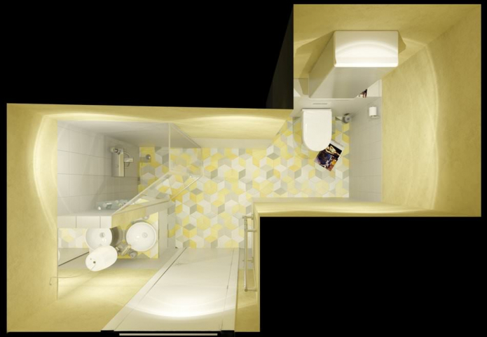 bilik mandi kedua dalam warna kuning