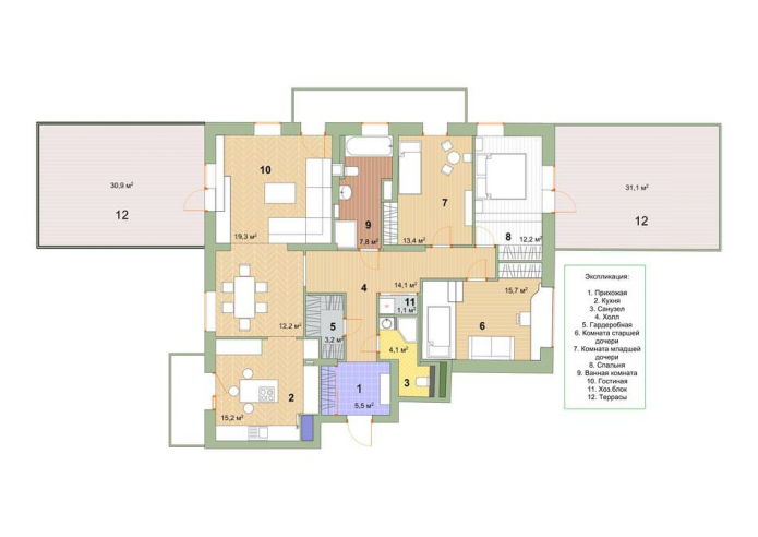 Vier-Zimmer-Apartment-Design