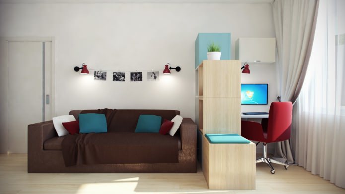 obývacia izba v dizajne bytu 55 m2. m