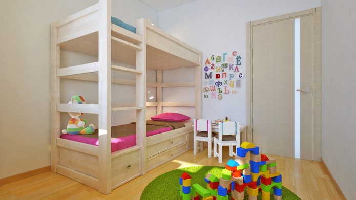 quarto das crianças em um apartamento de dois quartos