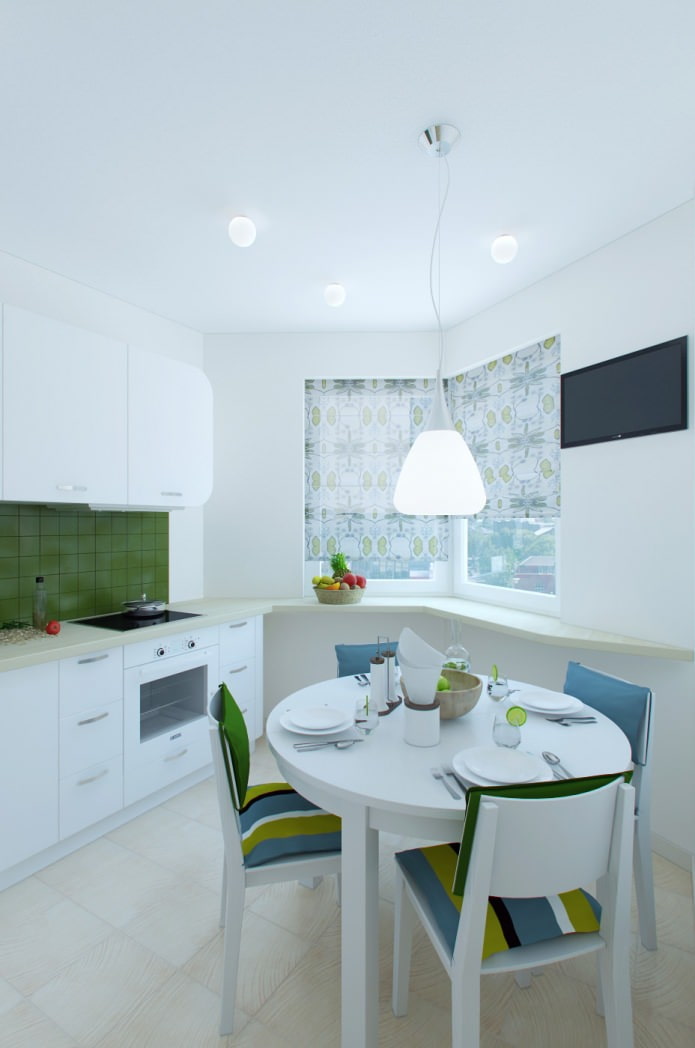 кухня-трапезария в дизайна на апартамент от 55 квадратни метра. м.