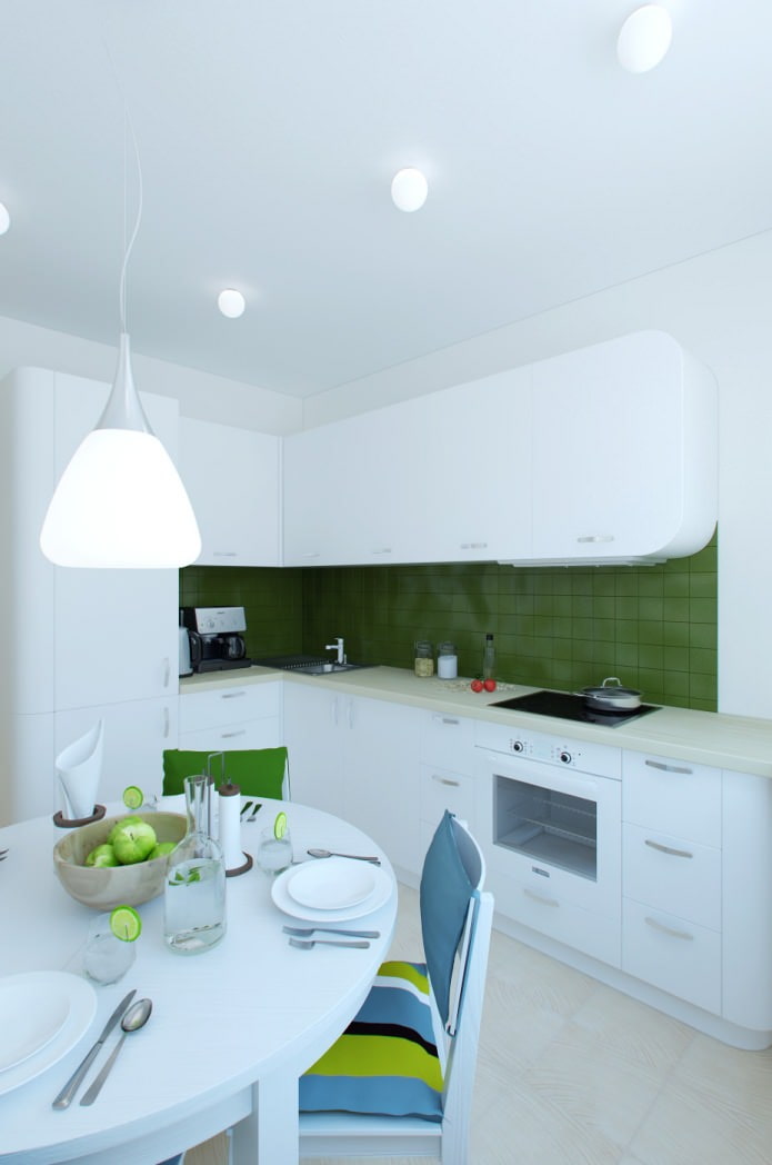 Küche-Esszimmer im Design einer Wohnung von 55 Quadratmetern. m