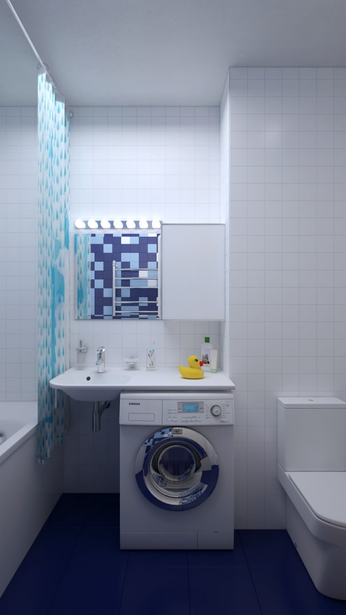 Badezimmer im Design einer Zweizimmerwohnung im Haus der P-44-Serie