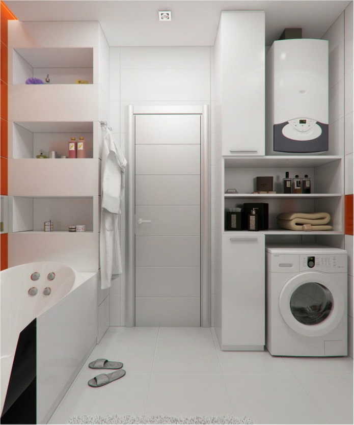 banheiro no design de interiores de um apartamento de 47 metros quadrados. m