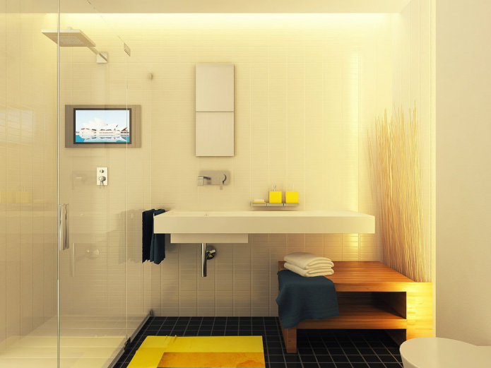 fürdőszoba a stúdió tervezési projektjében 29 négyzetméter. m.