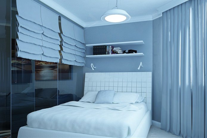 dormitorio en el proyecto de diseño de un apartamento de 2 habitaciones