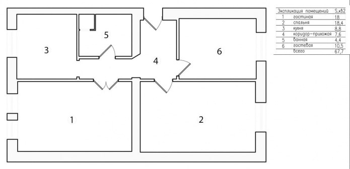 layout do apartamento 67 m²