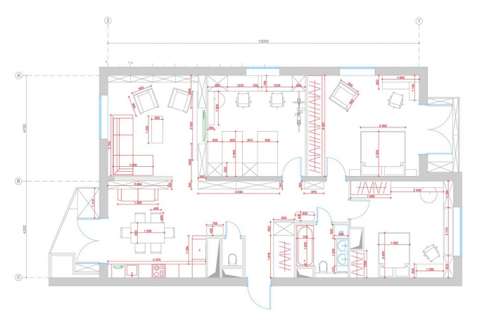 Схема за четиристаен апартамент