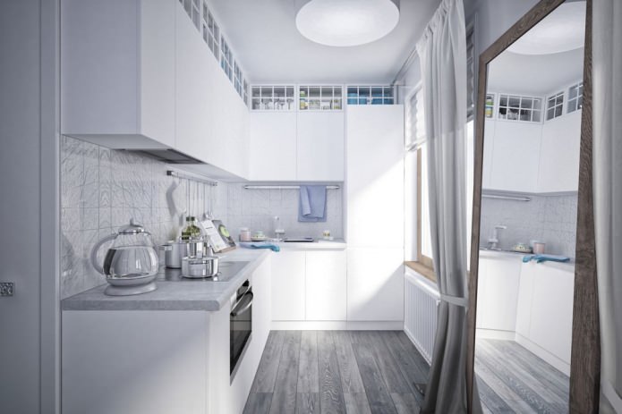 kitchen in the design of a studio apartment 34 square meters. m