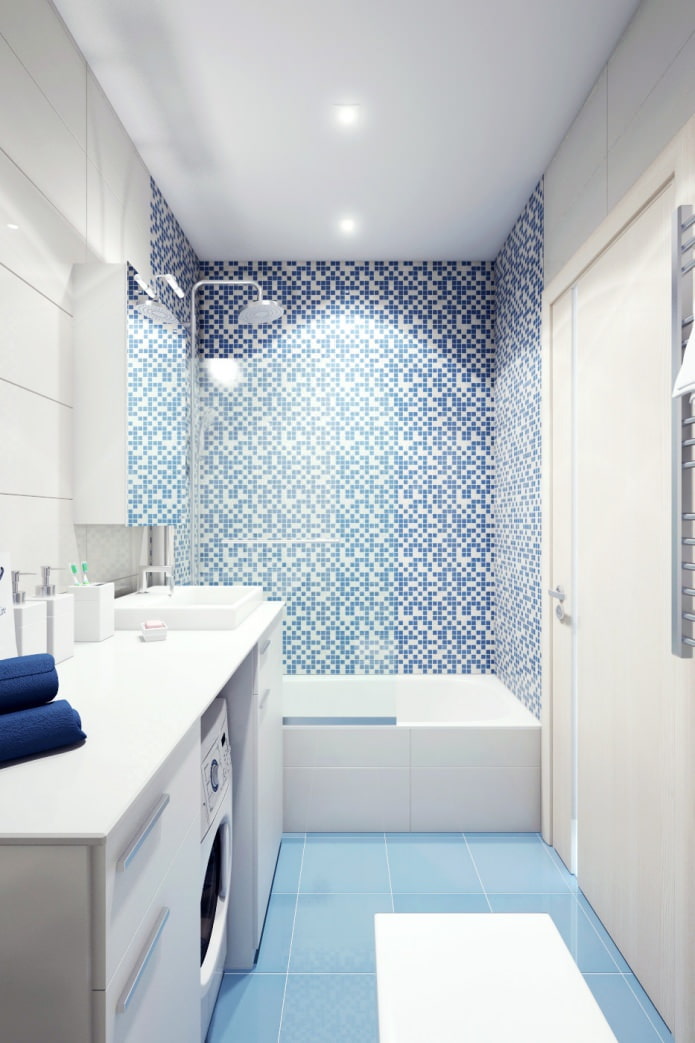 badrum i design av en två-rums lägenhet i ett panelhus